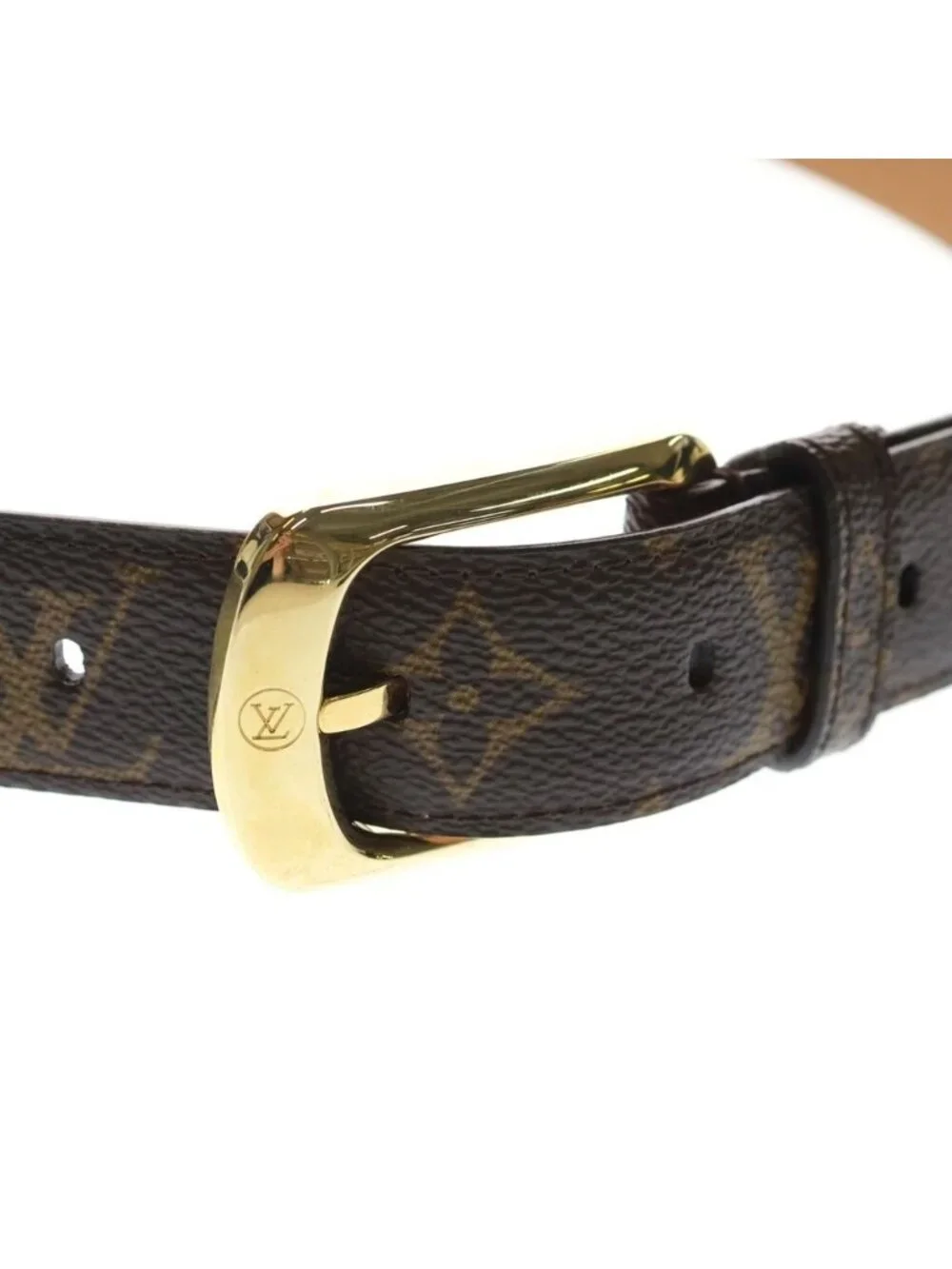 Louis Vuitton Ceinture Ellipse Monogram Leather Belt Brown Gold
